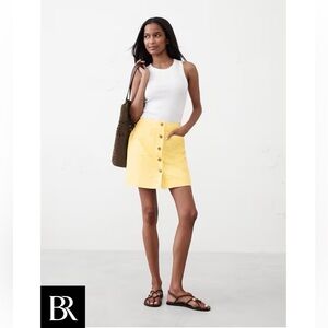 Banana Republic Linen Blend A Line Mini Skirt Lemon Zest NWT Size 10